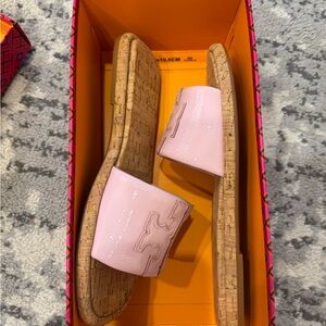 NET TORY BURCH PETUNIA NATURAL DOUBLE T SPORT SLIDE